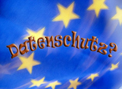 EU-Flagge, Text Datenschutz