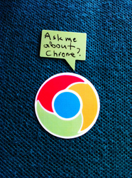 Chrome-Logo mit Ask me about