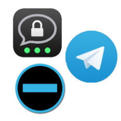 Logos von Threema, Telegram und Surespot